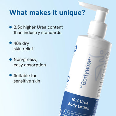 Be Bodywise 10% Urea Body Lotion 200ml | 48 Hour Dry Skin Relief | For Very Dry & Flaky Skin | With Ceramides, Kokum & Mango Seed Butter | Non-Greasy & Lightweight Formula